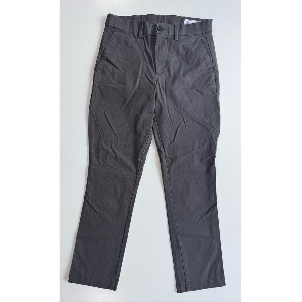 GAP Slim Performance Chino Pants Mens 28x28 Gray Solid Flat Front